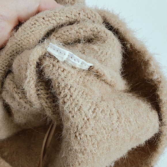 Stradivarius Tan Fluffy Knit Crop Top, Size S - Picture 5 of 5